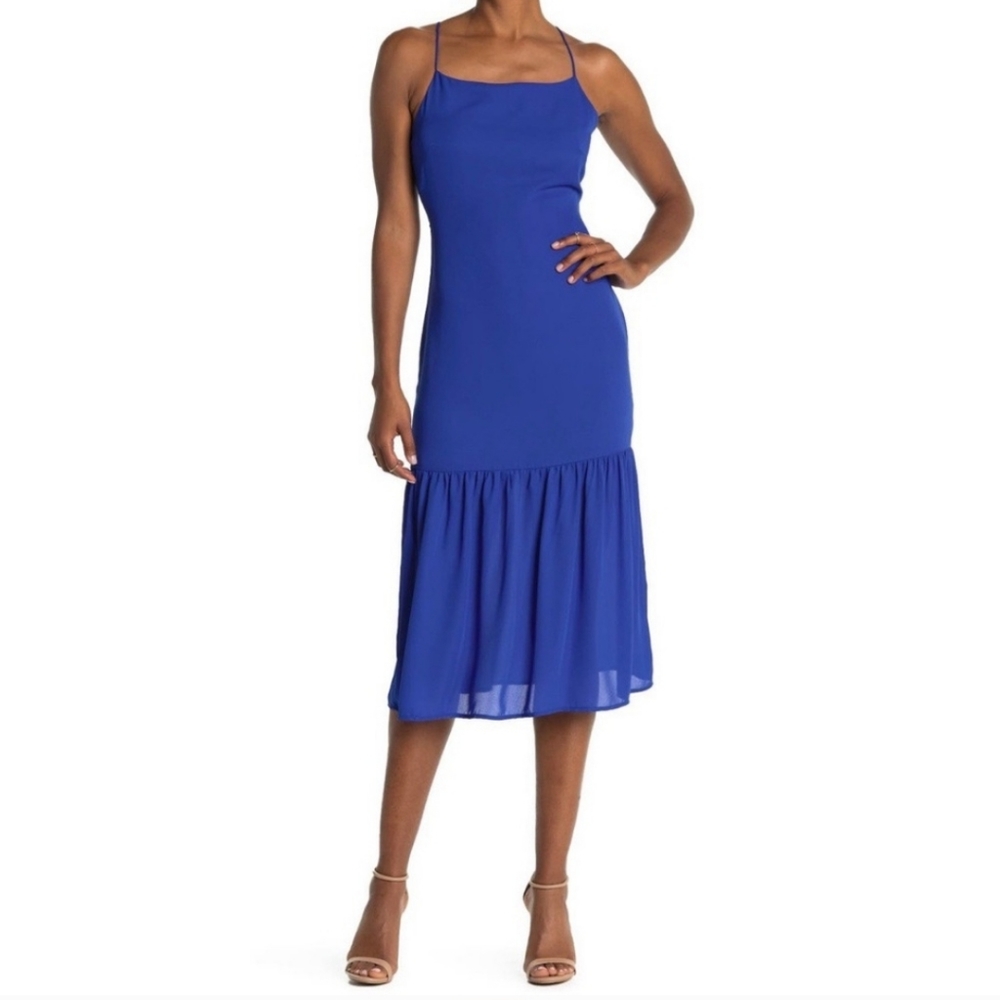 NSR Royal Blue Spaghetti Strap Midi Dress